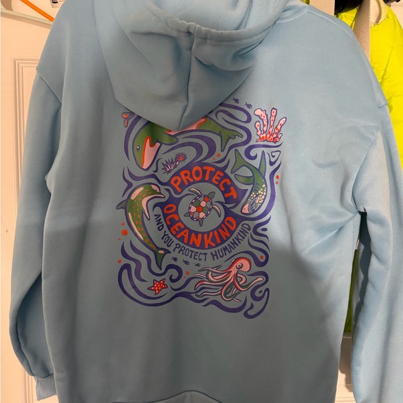 Light Blue "Protect Oceankind" Turtle Graphic Hoodie - Picture 5 of 5